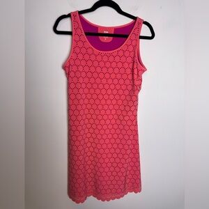 Title nine laser cut Sleeveless Eyelet Dress coral pink dress S